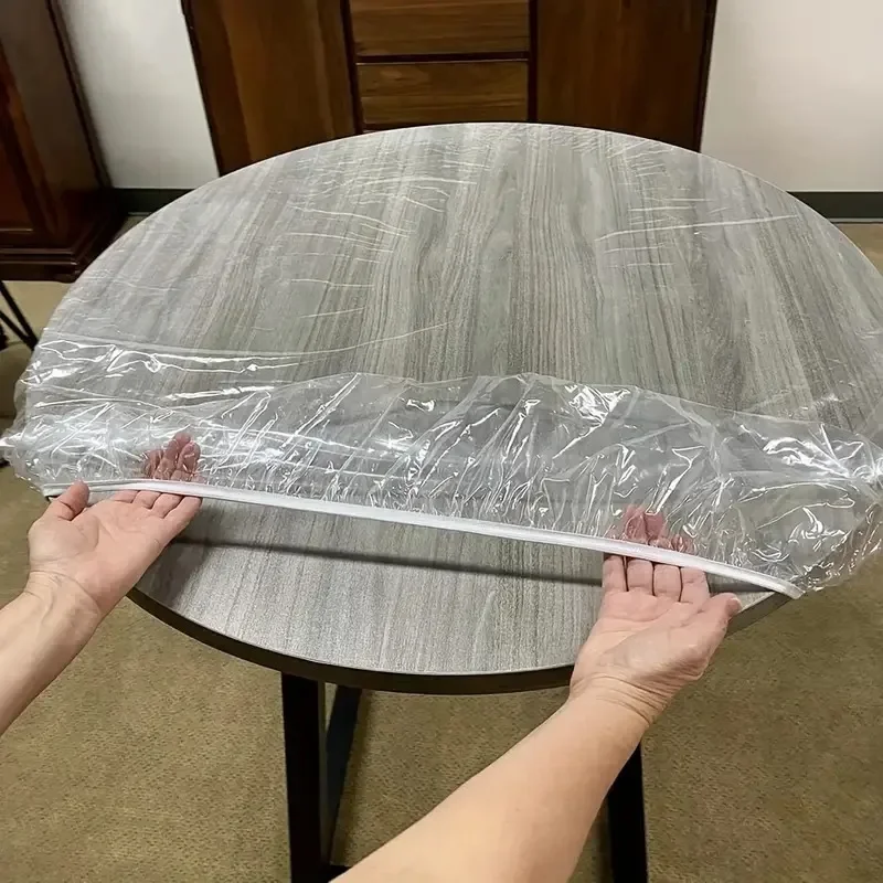 Kids Outdoor Folding Table - Multipurpose Round Transparent Pvc Elastic Table