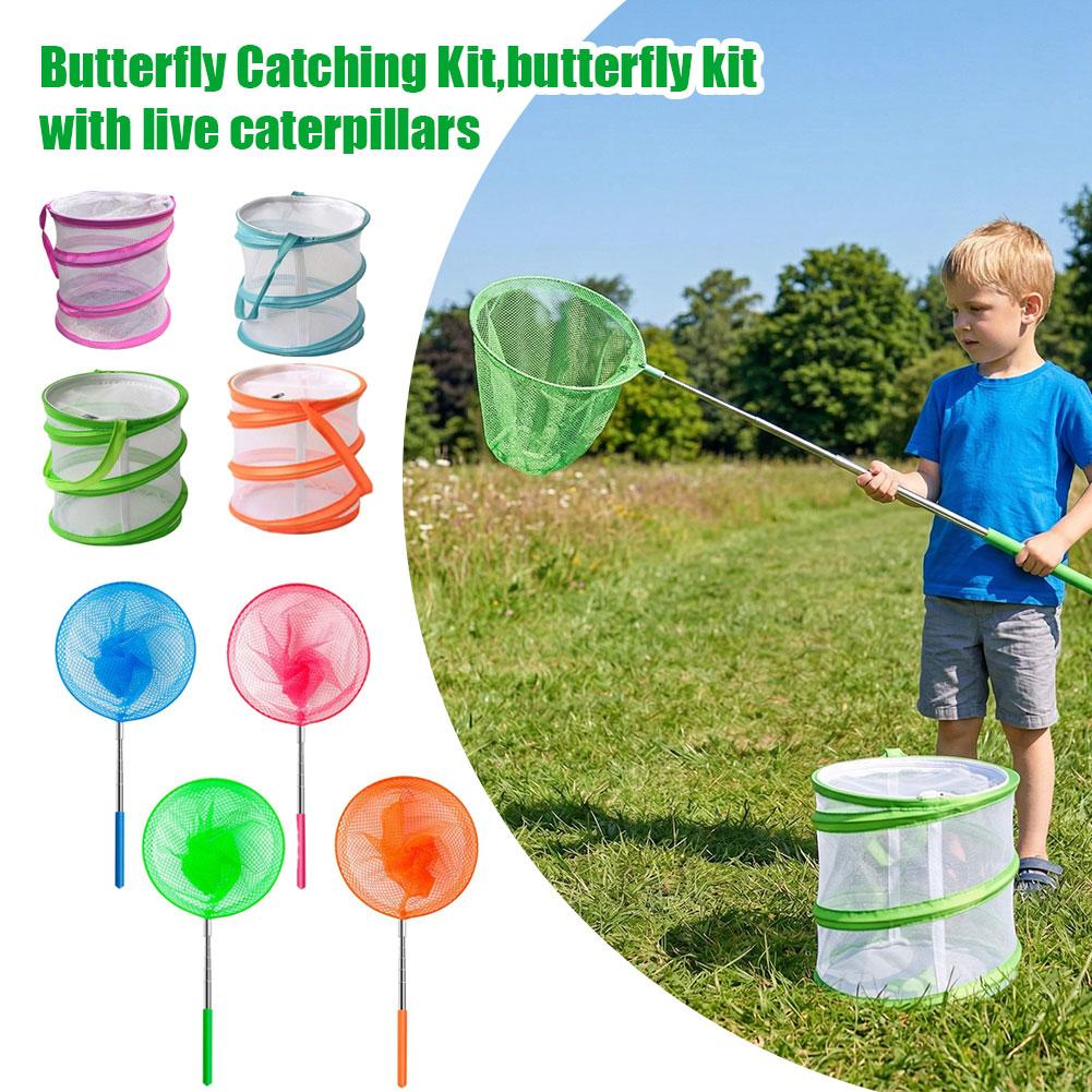 Kids Outdoor Nature Toys - Kids Butterfly Catching Kit Foldable Mesh