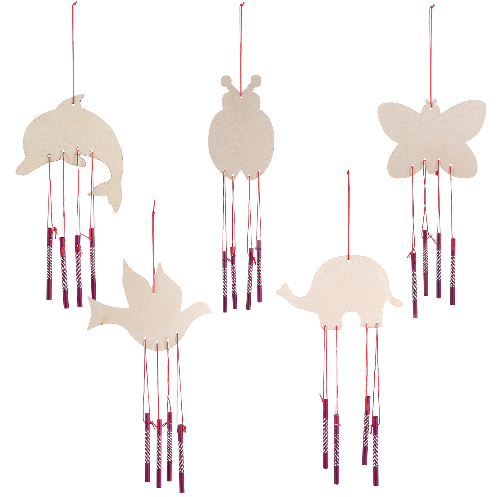 Kids Outdoor Learning Activities - 5Sets Wooden Painting Wind Chime Kits