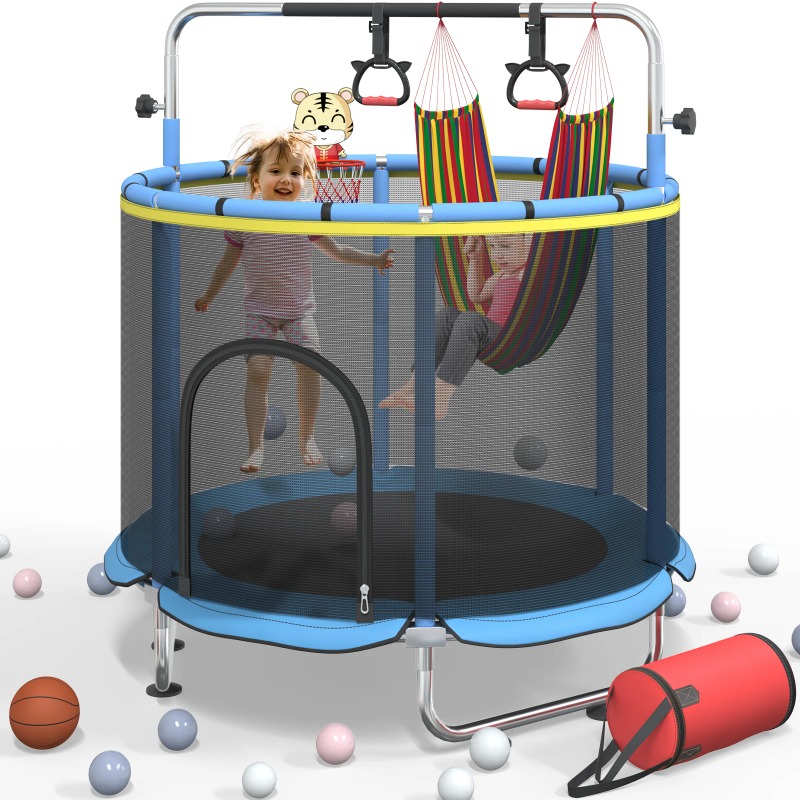 5FT Toddler Trampoline 8-in-1  - đánh giá và giá Kids Outdoor Basketball Hoop