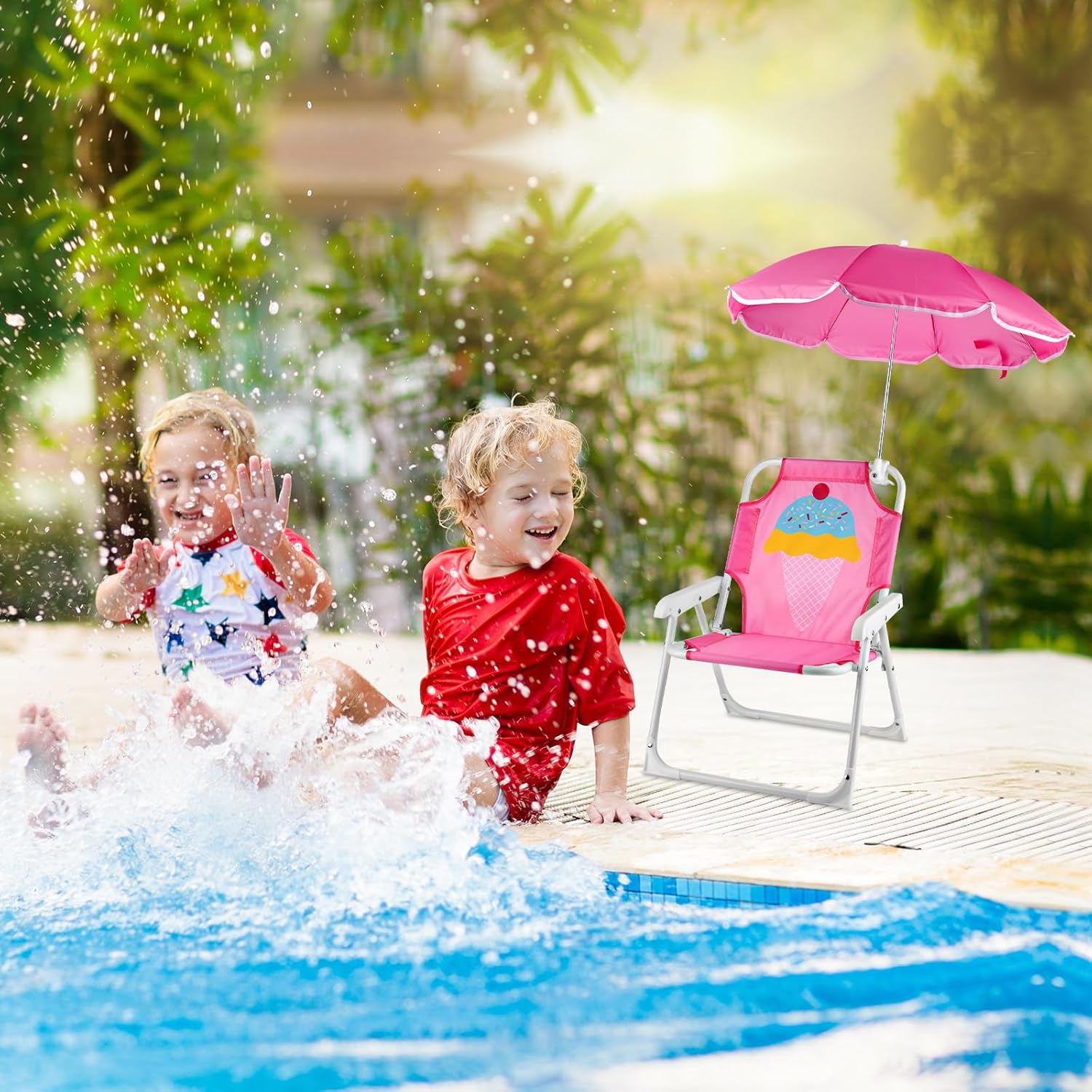 1 Set Folding Beach Chair with - đánh giá và giá Kids Outdoor Umbrella Chair