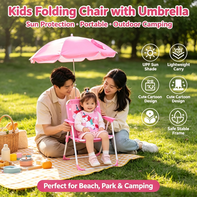 Kids Folding Chair with Sun Um - đánh giá và giá Kids Outdoor Umbrella Chair