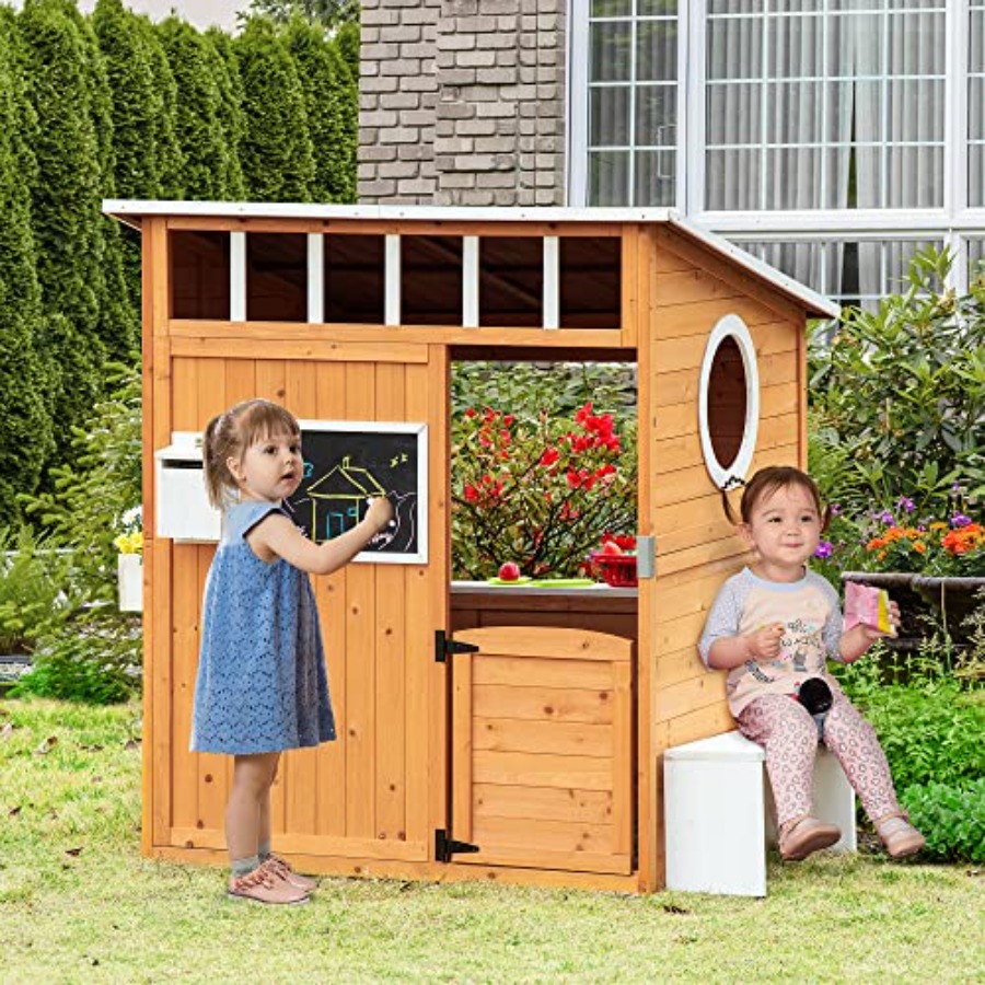 Outdoor Wooden Playhouse For K - đánh giá và giá Kids Outdoor Bench