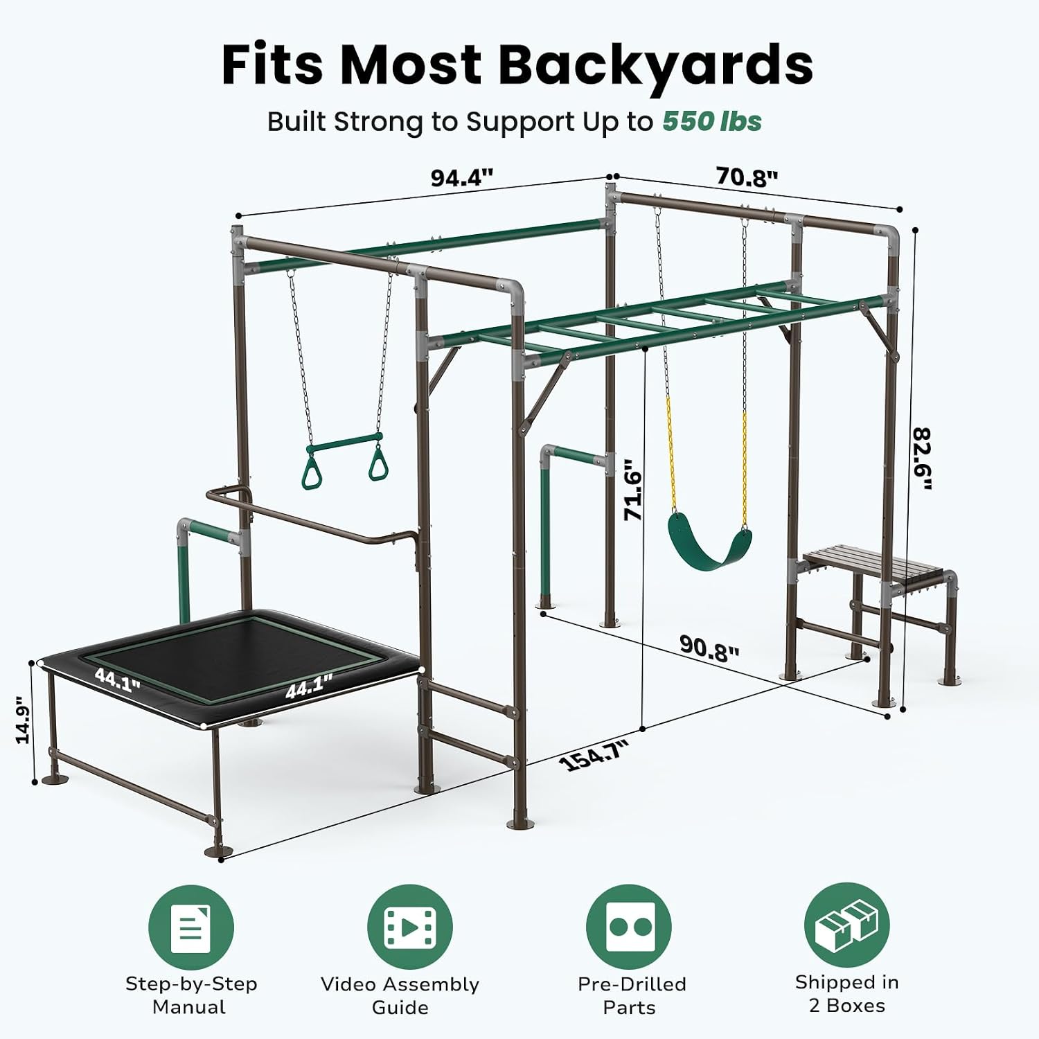 Outdoor Jungle Gym with Monkey - đánh giá và giá Kids Outdoor Monkey Bars