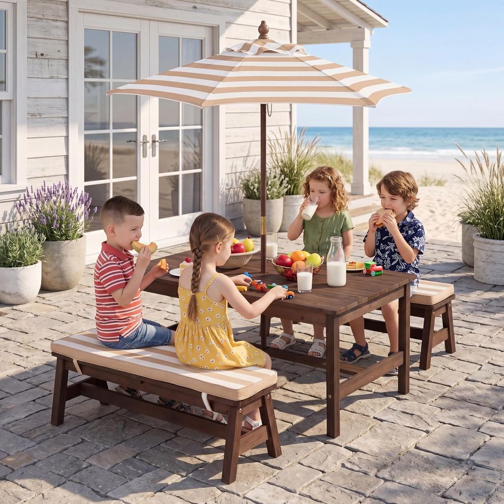 Kids Picnic Table, Large 42“x  - đánh giá và giá Kids Outdoor Bench