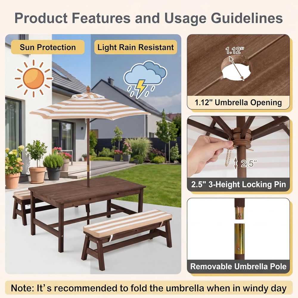Kids Picnic Table, Large 42“x  - đánh giá và giá Kids Outdoor Bench