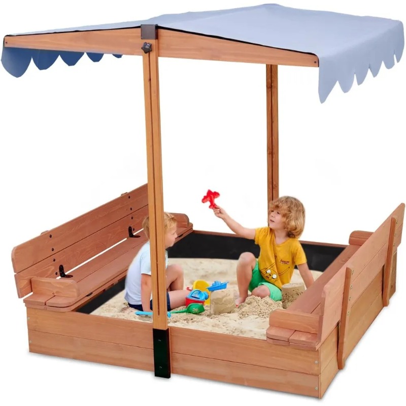 Wooden Kids Sandbox with Canop - đánh giá và giá Kids Outdoor Bench