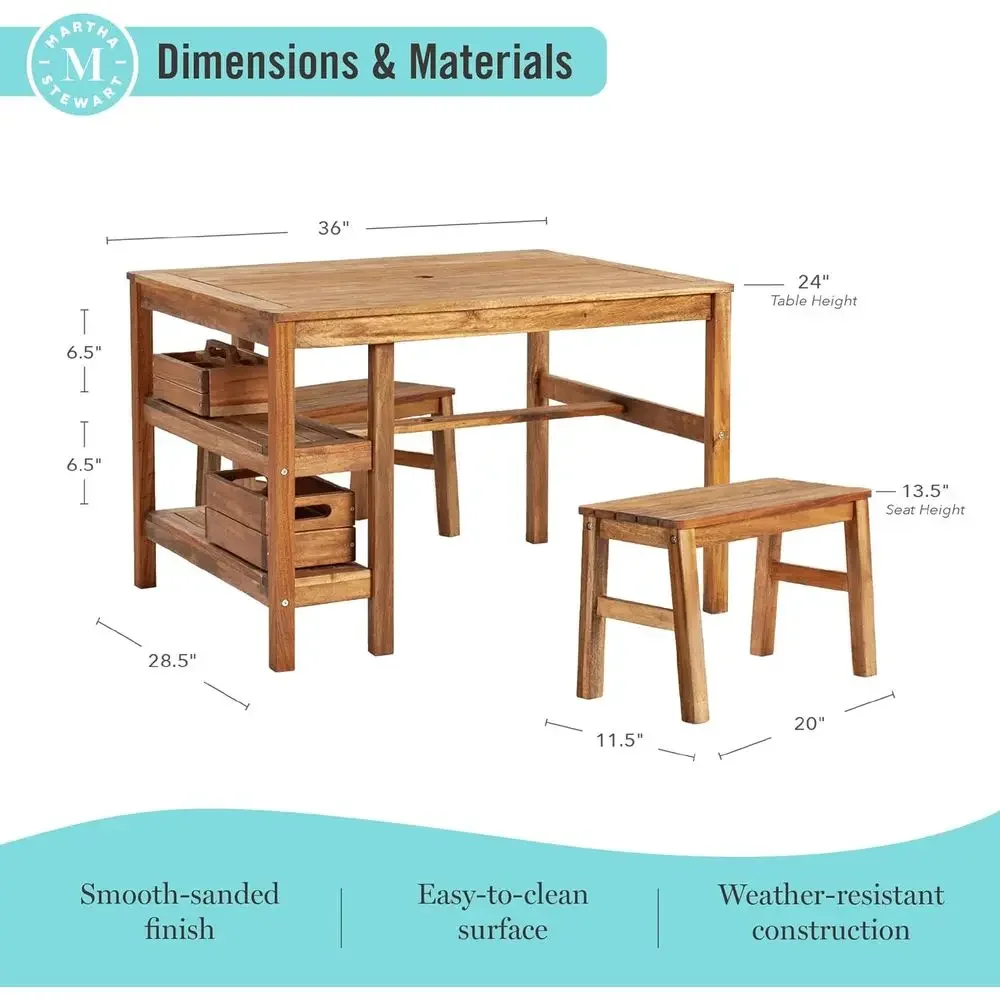 Kids Outdoor Crat Table and 2  - đánh giá và giá Kids Outdoor Bench