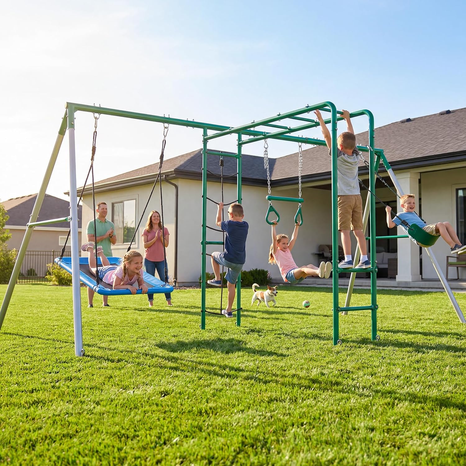 Backyard Swing Set with Monkey - đánh giá và giá Kids Outdoor Monkey Bars