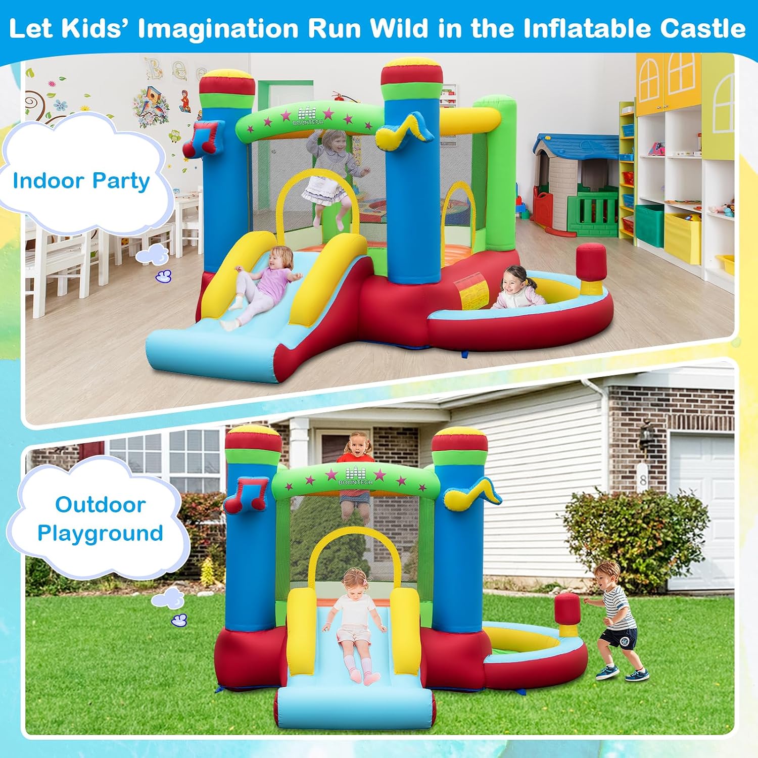 Inflatable Bounce House with B - đánh giá và giá Kids Outdoor Basketball Hoop