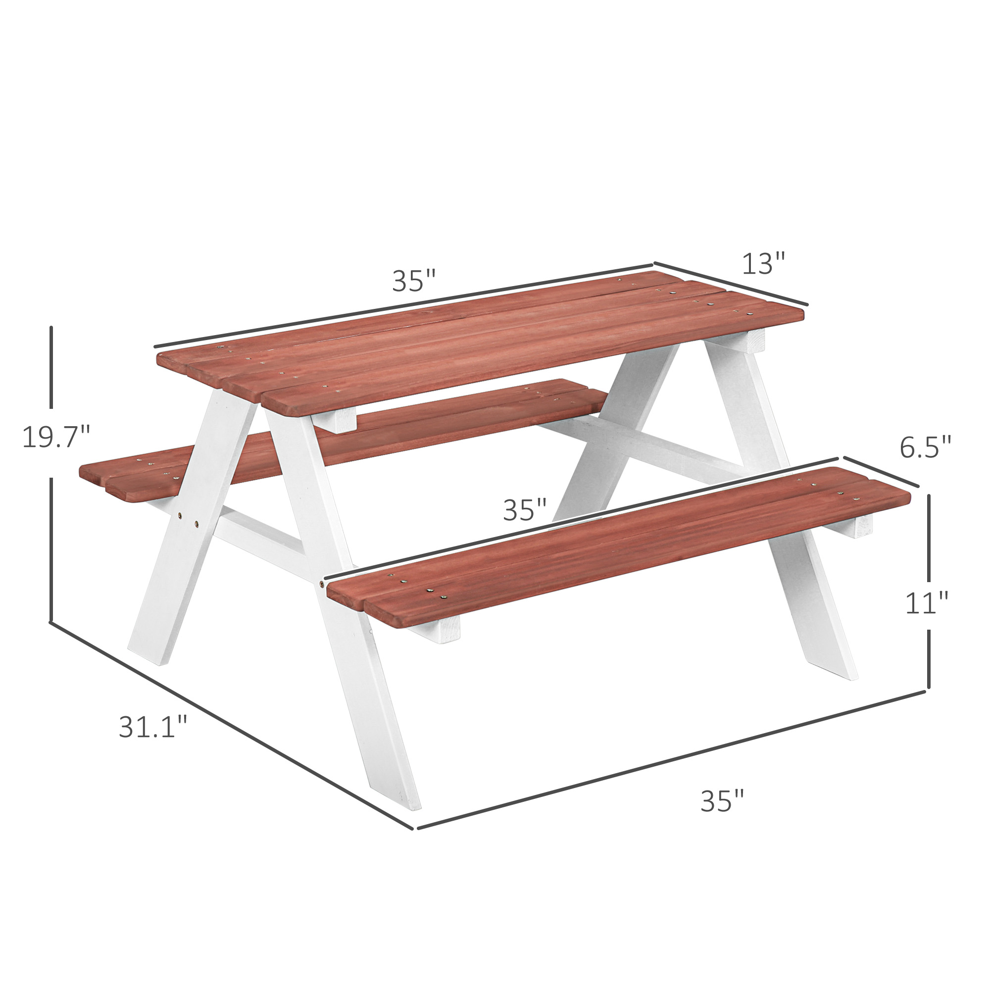Kids Picnic Table Set, Wooden  - đánh giá và giá Kids Outdoor Bench