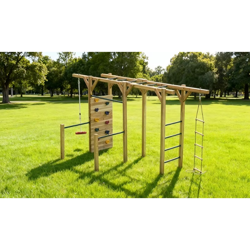 6 in 1 Wooden Fitness Equipmen - đánh giá và giá Kids Outdoor Monkey Bars