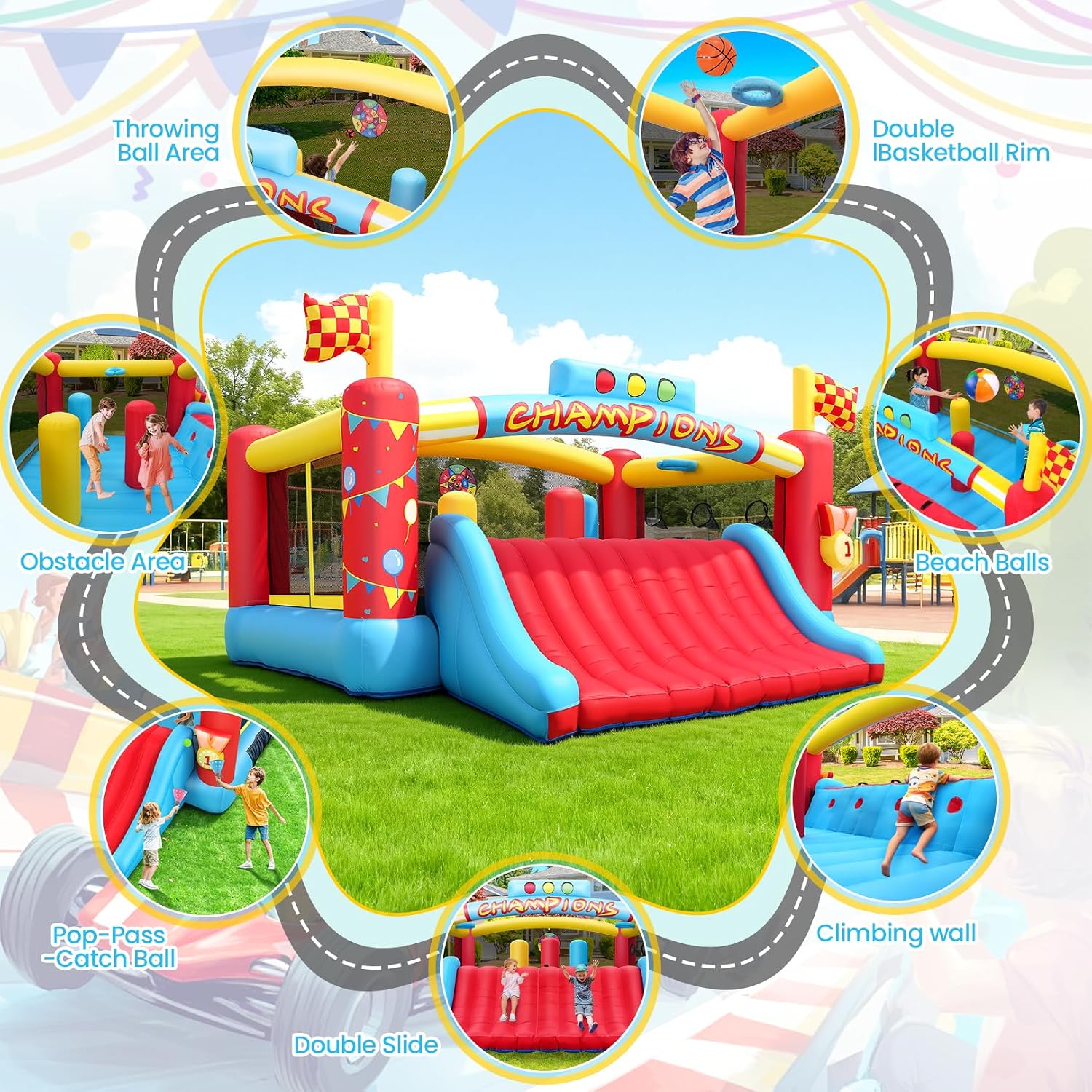 13FT Big Inflatable Bounce Hou - đánh giá và giá Kids Outdoor Basketball Hoop