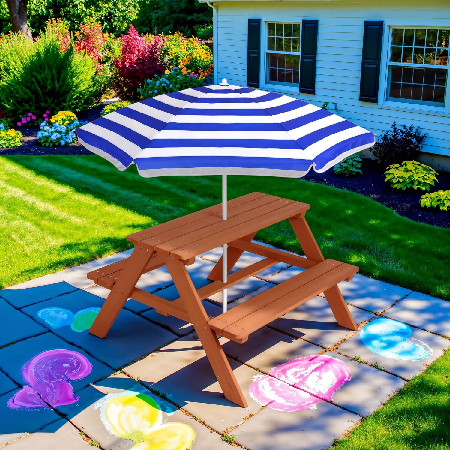 Wooden Kids Picnic Table with  - đánh giá và giá Kids Outdoor Activity Table