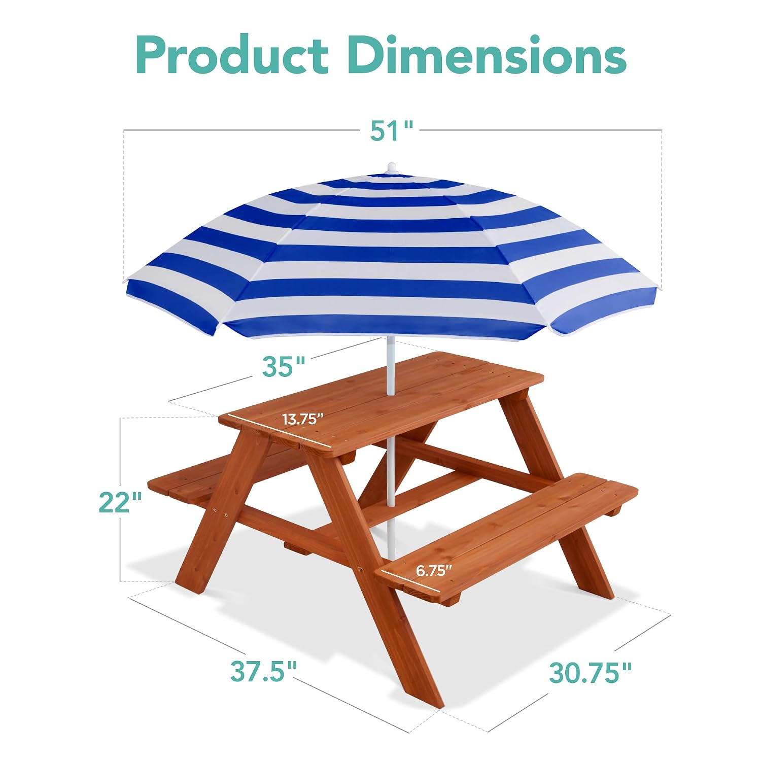 Wooden Kids Picnic Table with  - đánh giá và giá Kids Outdoor Activity Table